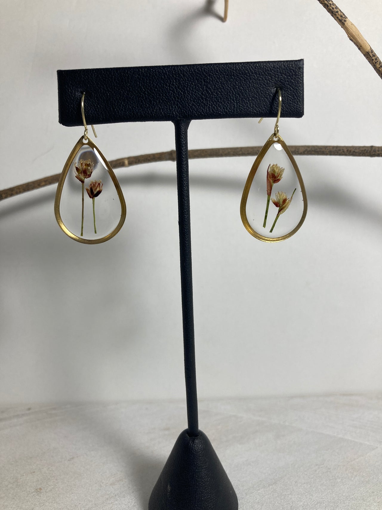 Single Flowering Sedge Teardrop Earrings