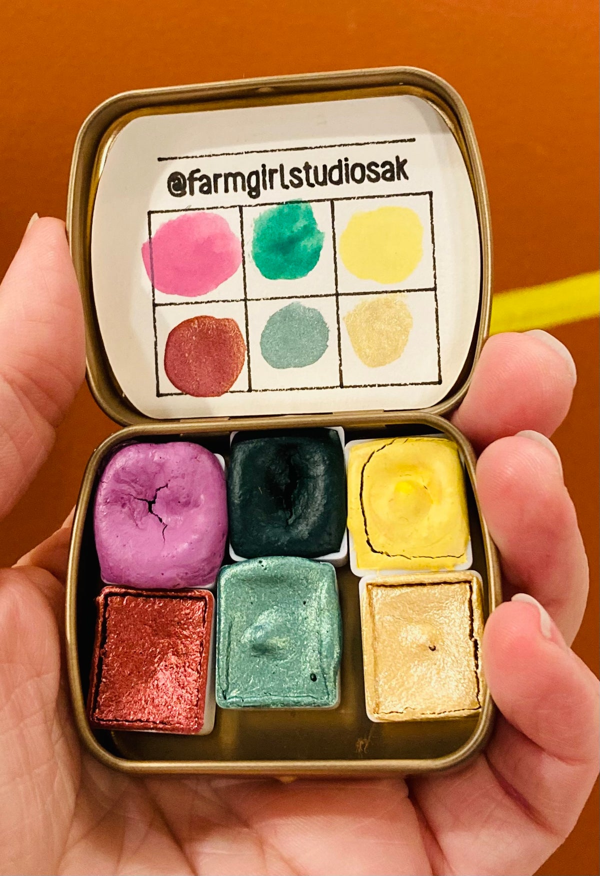 Handmade Watercolor Mini Tin - Metallic Hybrid