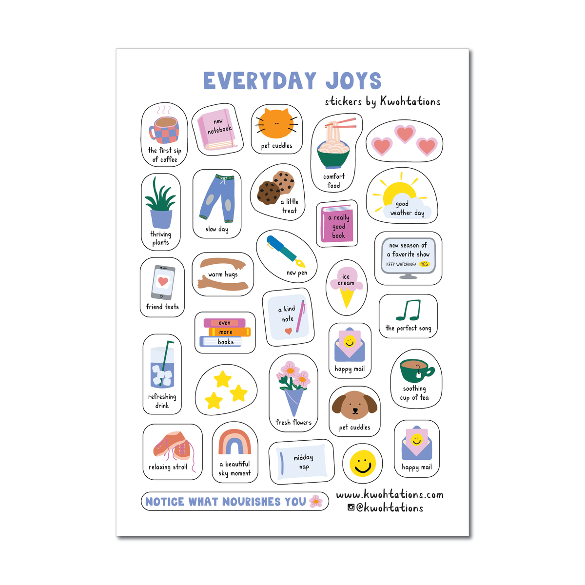 Everyday Joys Sticker Sheet - Clear Journaling Stickers