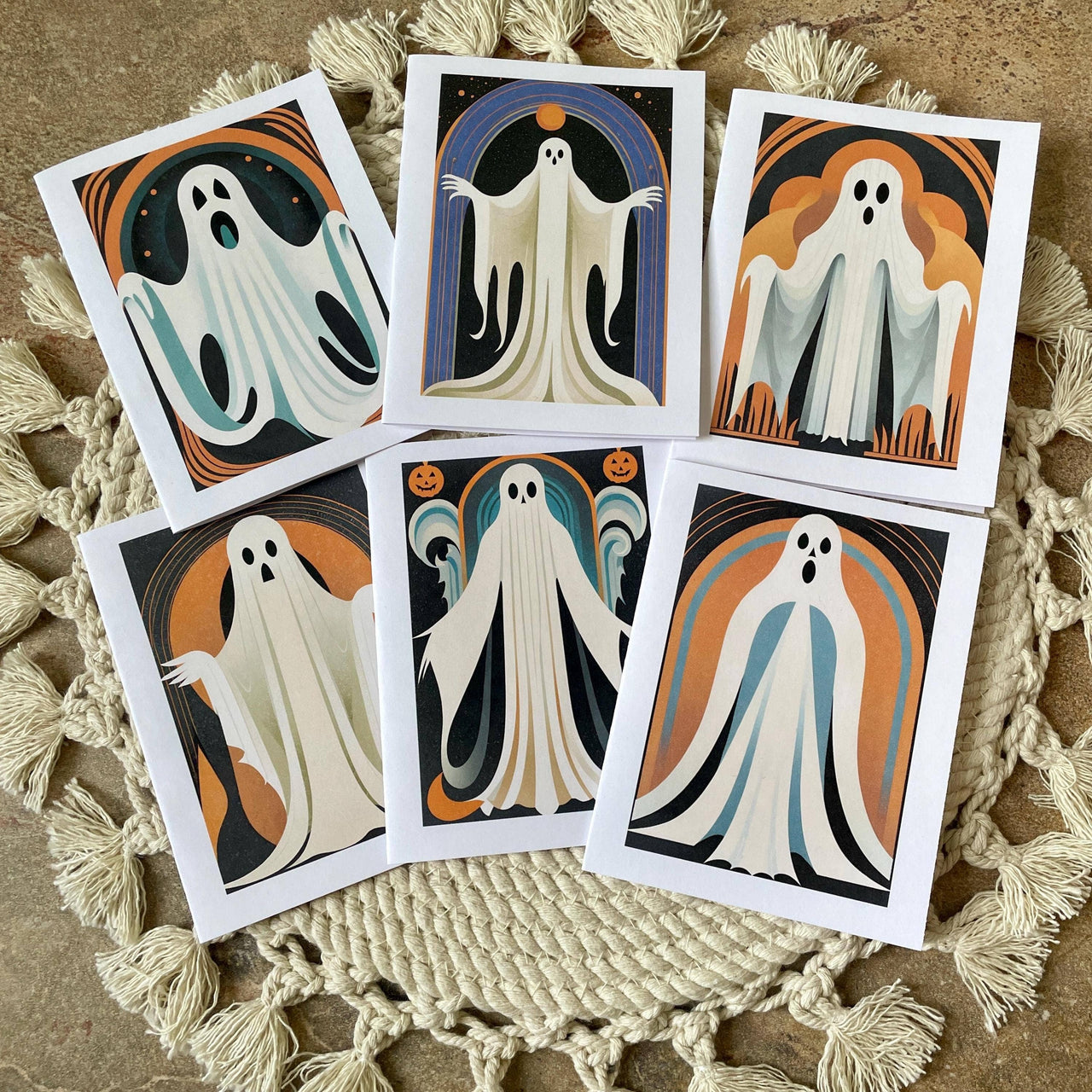 Art Deco Ghost Halloween Note Cards (Set of 6)