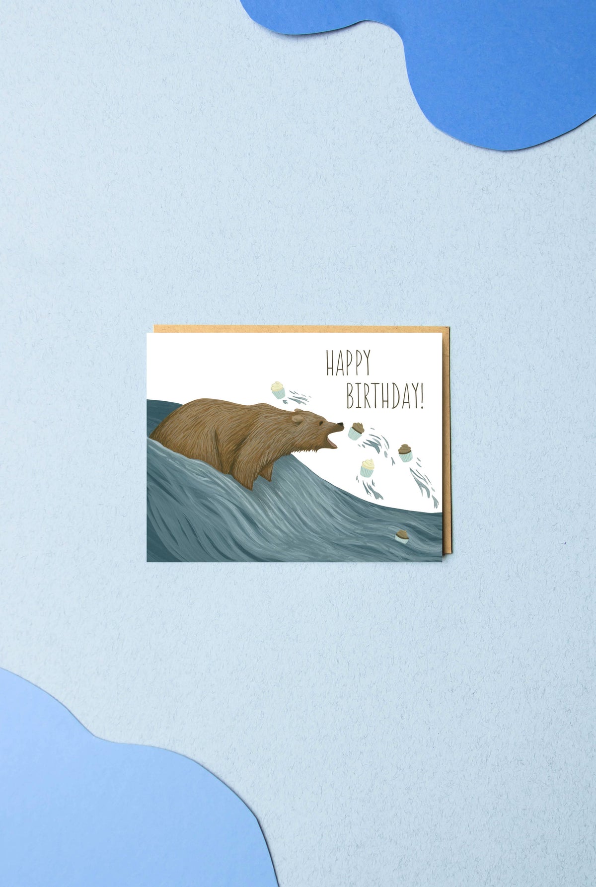 Grizzly Bear Cupcakes Birthday Card