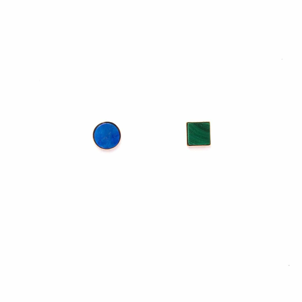 Lapis + Malachite Mismatched Studs