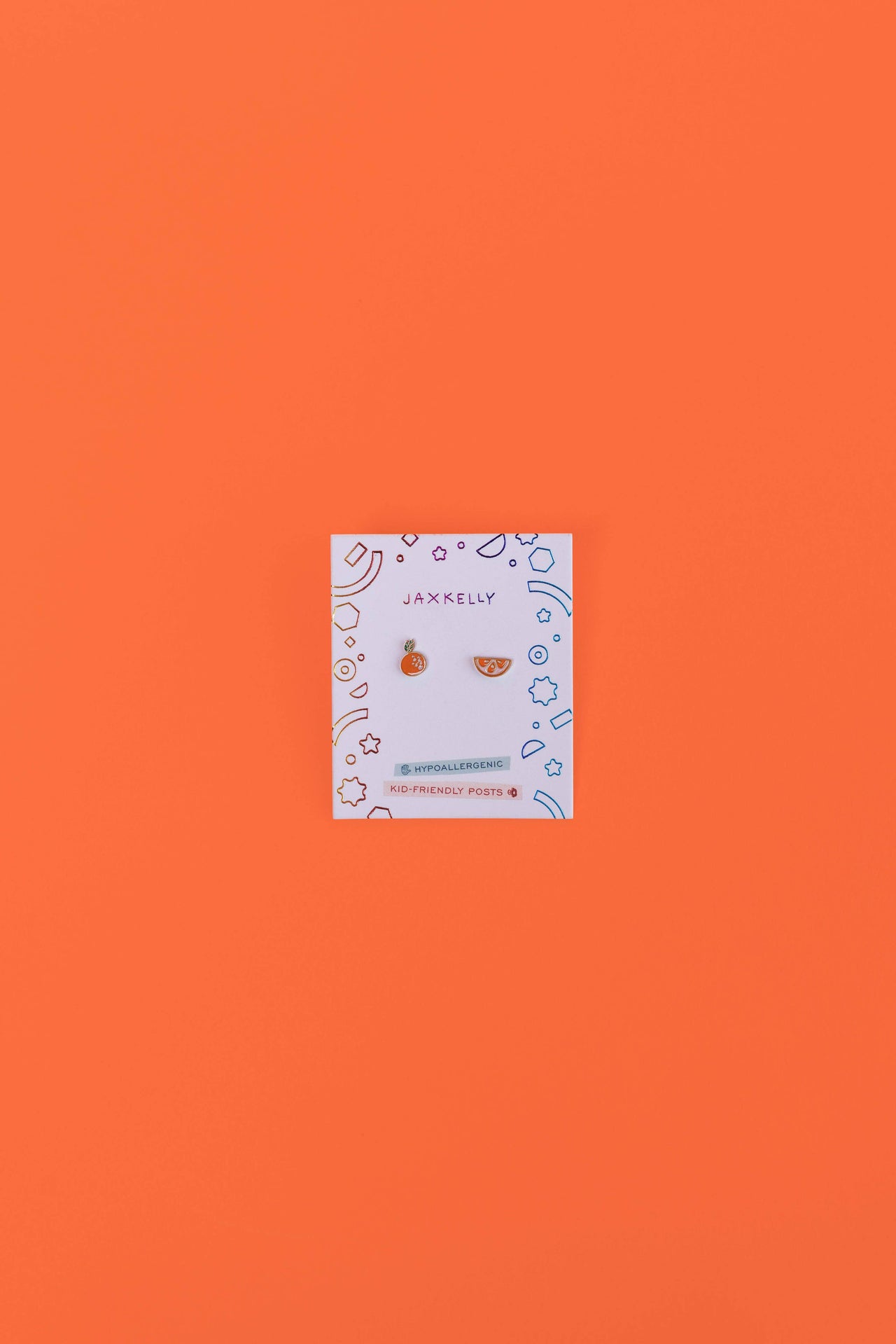 Orange Enamel Flat Back Kids Earrings