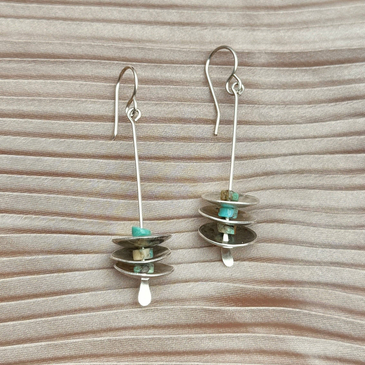 Remains Earrings: Silver Finish w/ Turquoise Stone