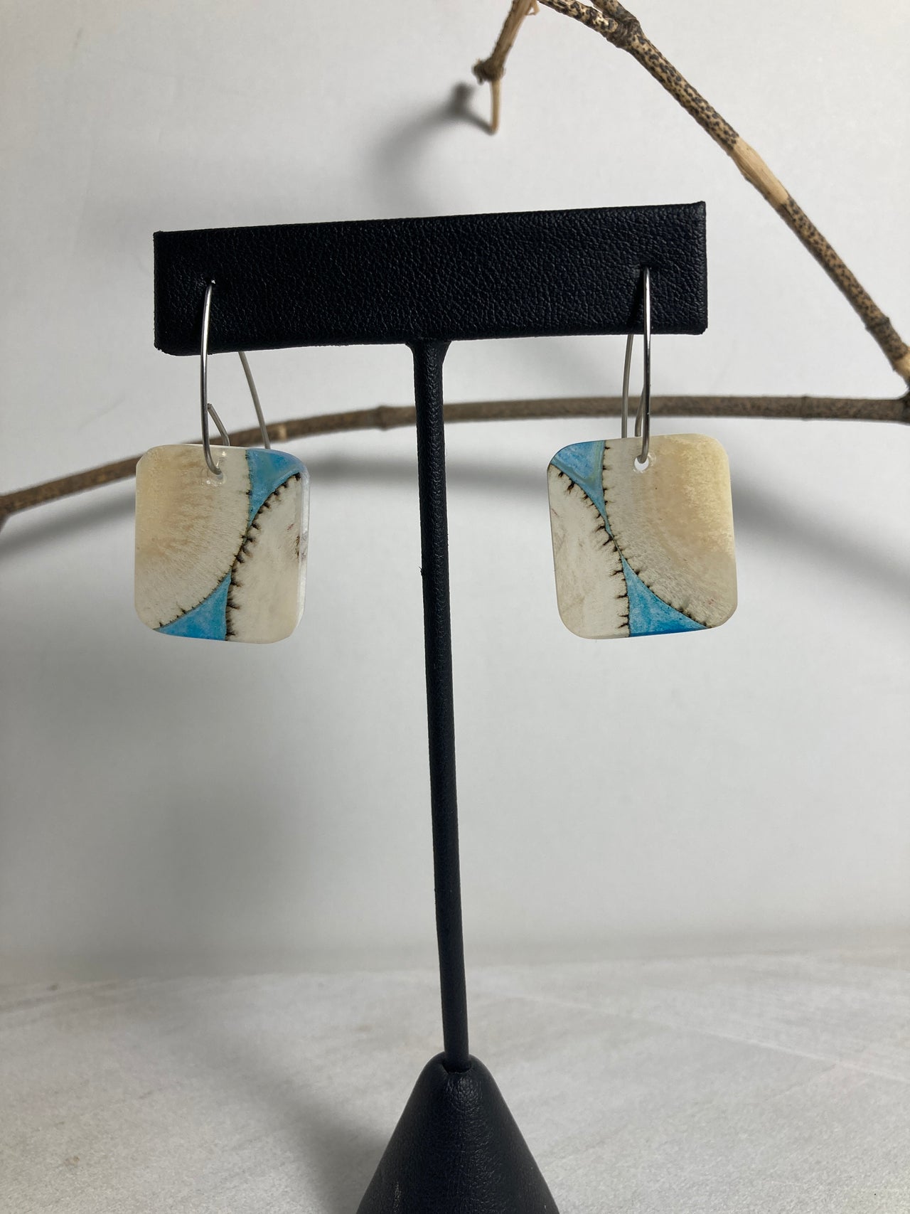 Musk Ox Horn Resin Cast Earrings 47
