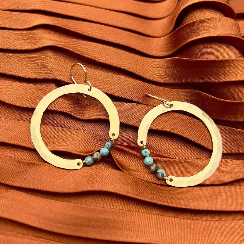 Halo Earrings: Silver Finish w/ Turquoise