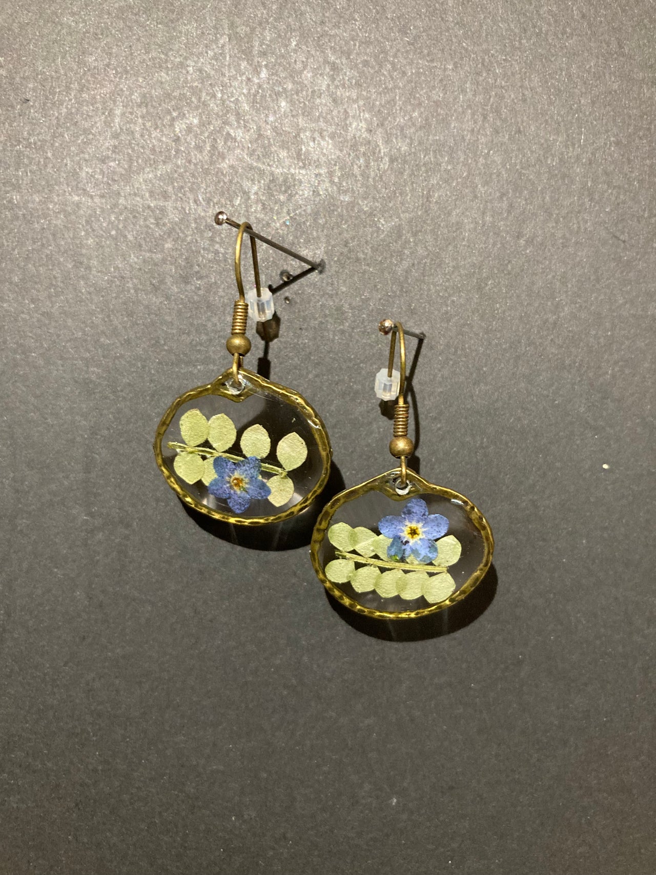 Forget Me Not and Jacobs Ladder Rustic Circles earrings