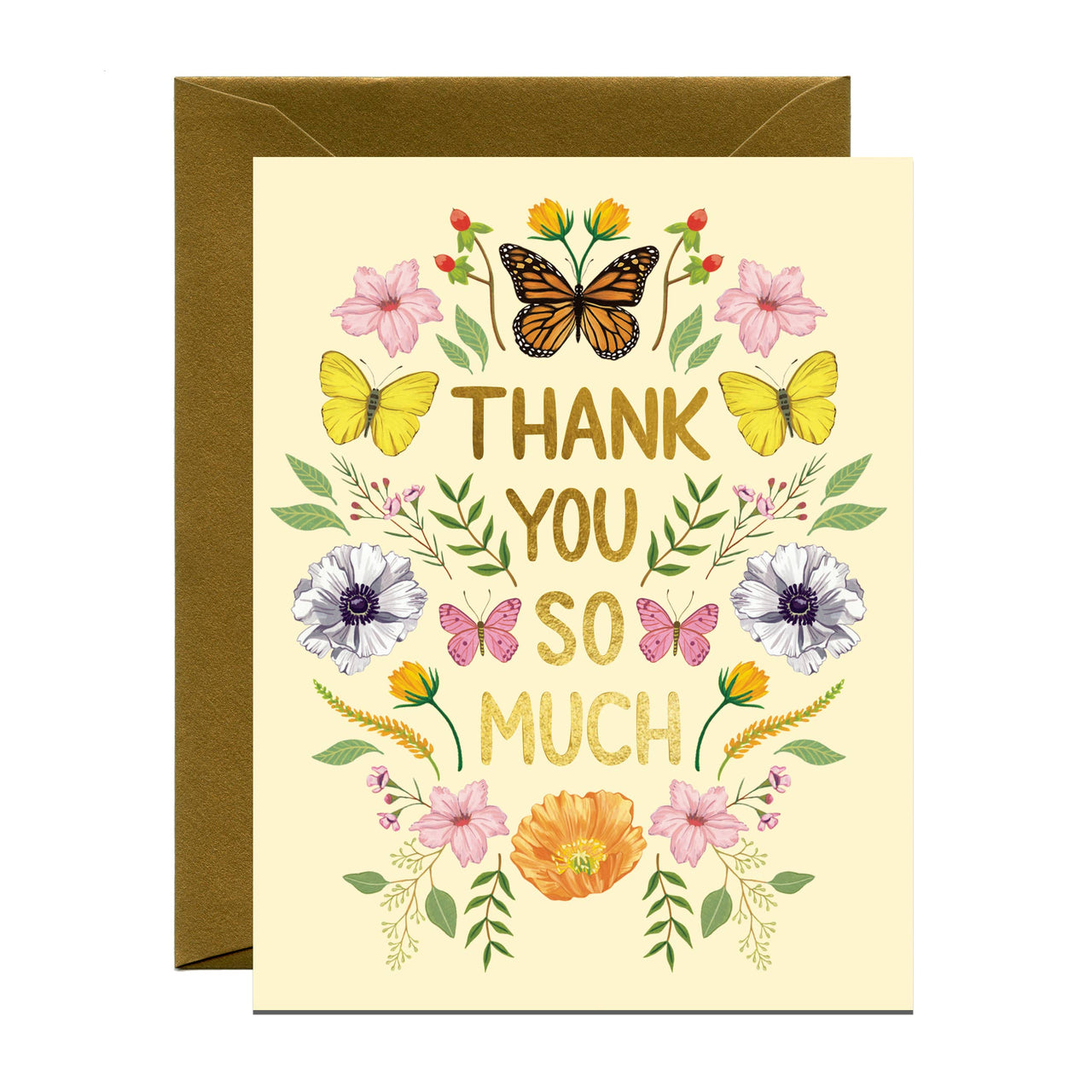 Wildflowers and Butterflies Thank You Card *Foil Stamped*