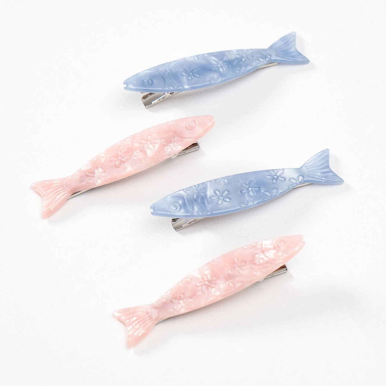 Saltwater Floral Sardine Fish Barrette Hair Clip - Small