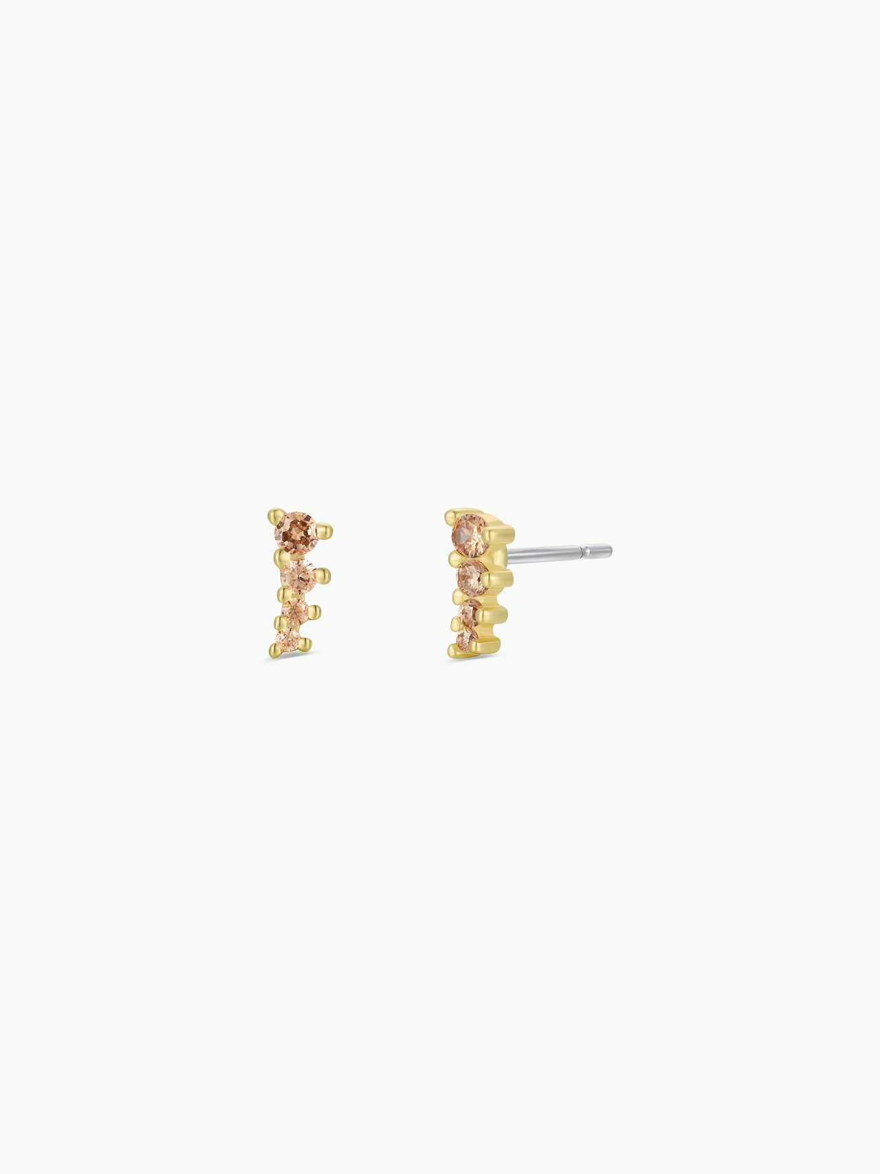 Mini Crawler - Champagne CZ - Gold Earrings