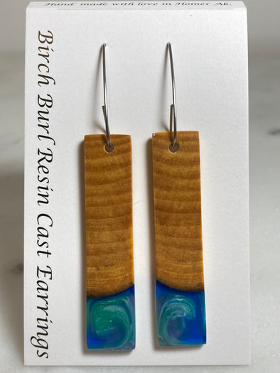 Birch Burl Resin Cast Earrings 12