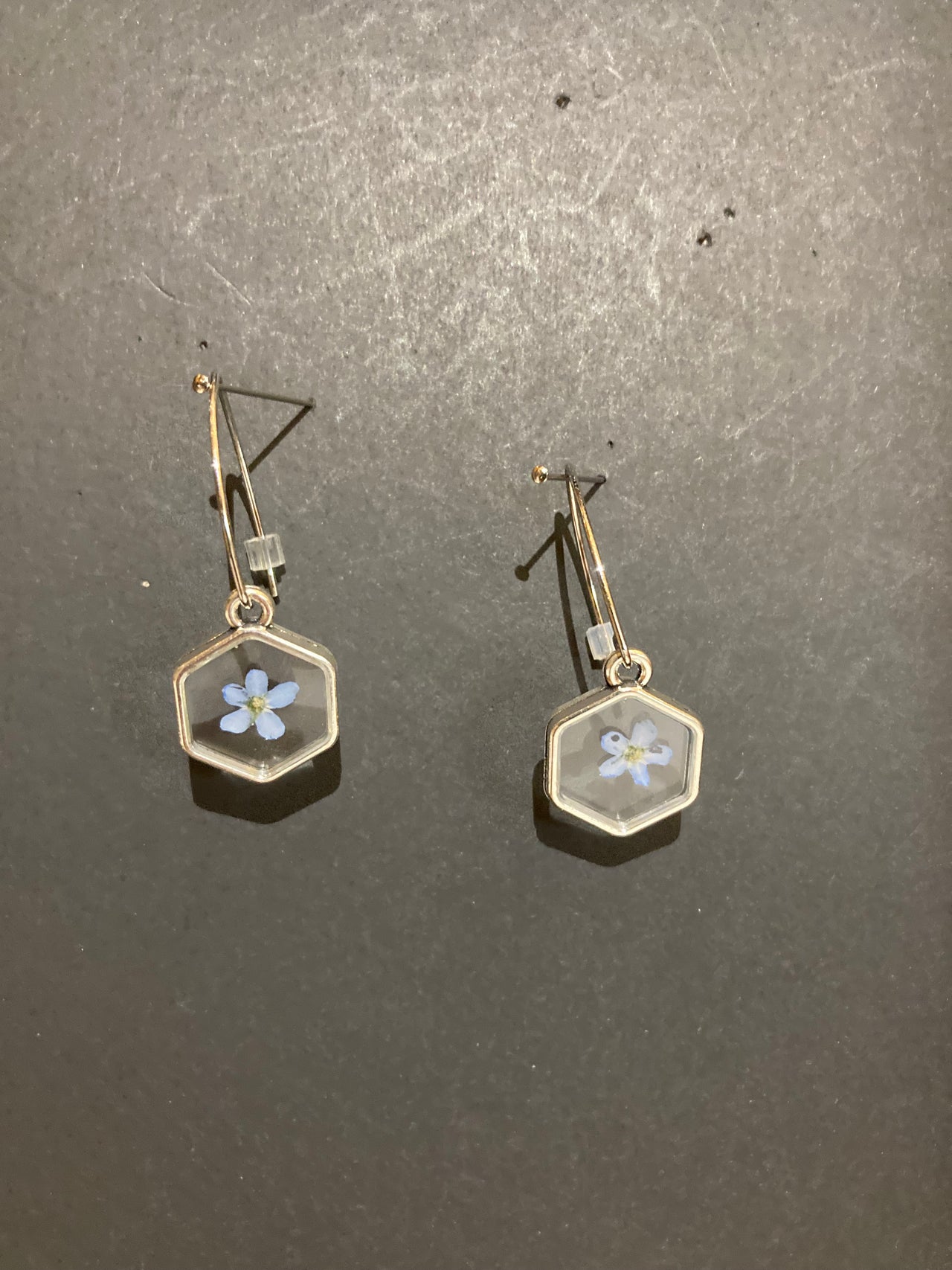 Forget Me Not hexagons earrings