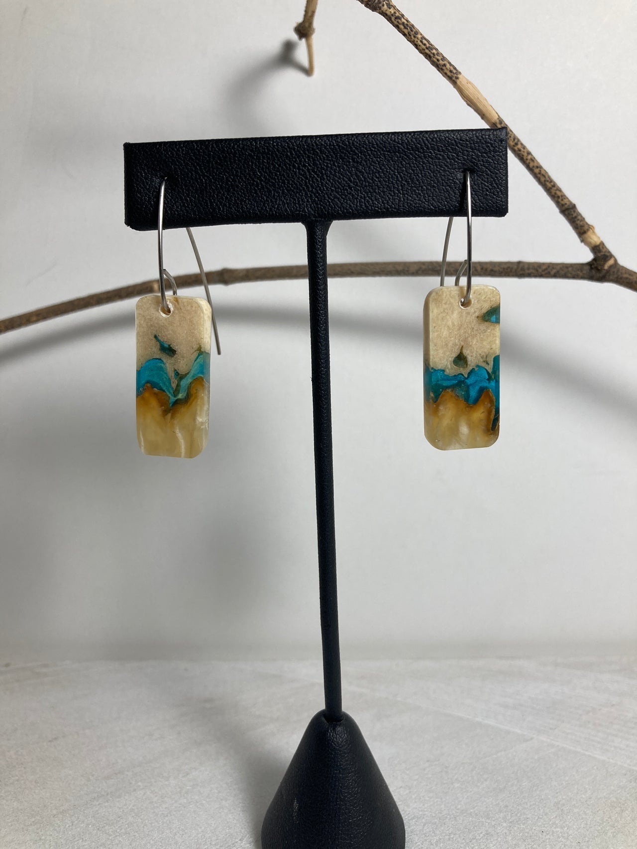 Musk Ox Horn Resin Cast Earrings 44