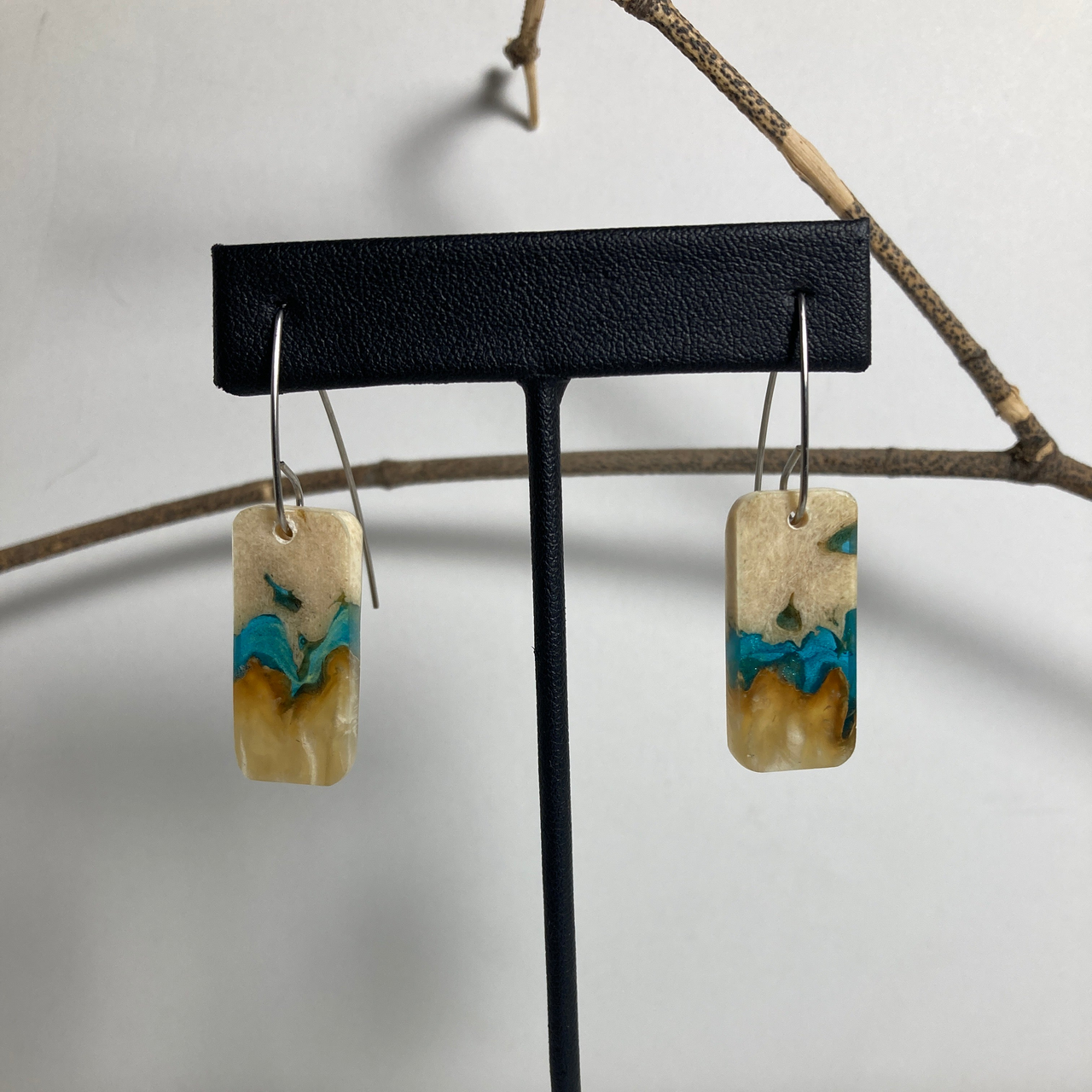 Musk Ox Horn Resin Cast Earrings 44