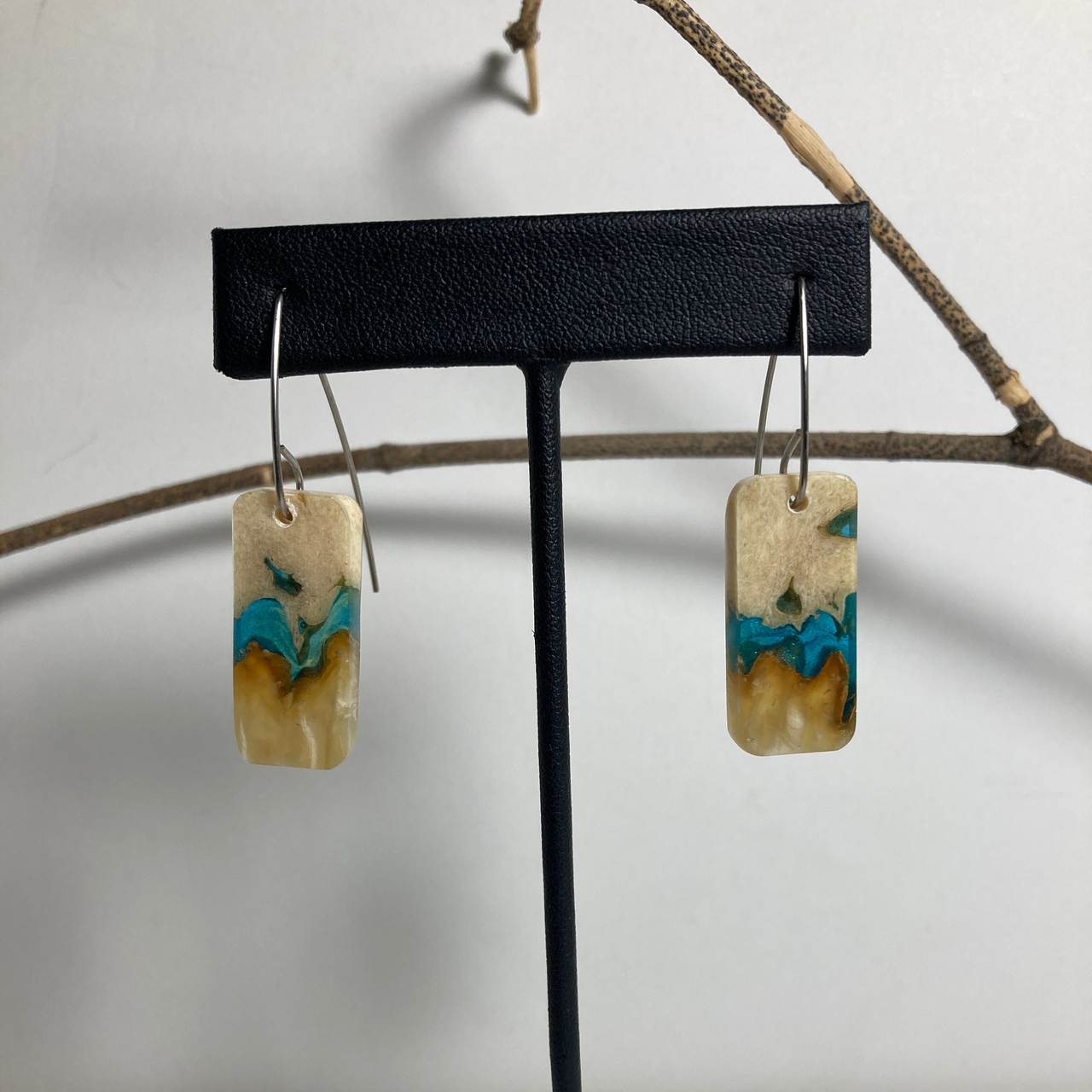 Musk Ox Horn Resin Cast Earrings 44