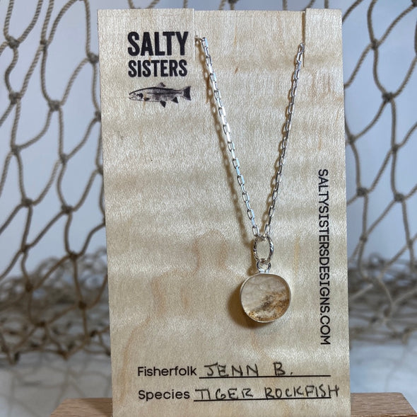 Circle Sterling Silver Cured Fish Skin Necklace
