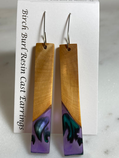 Birch Burl Resin Cast Earrings 10
