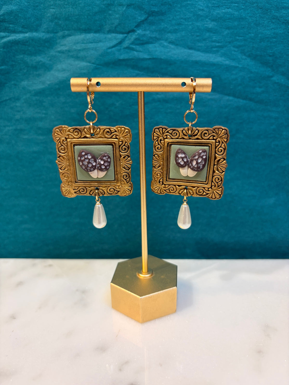Mushroom Frame Dangle Earrings