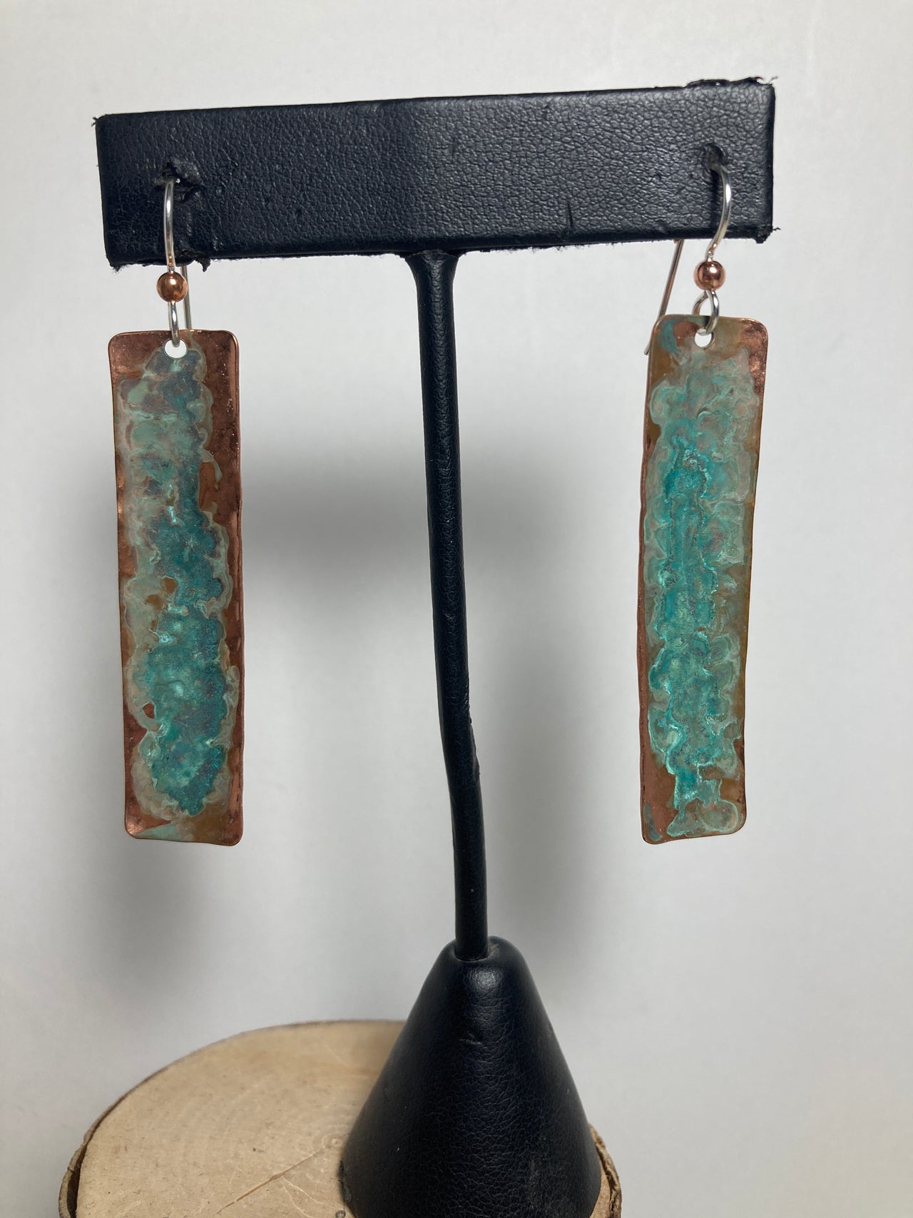 Copper Patina Large Skinny Bar Earrings III