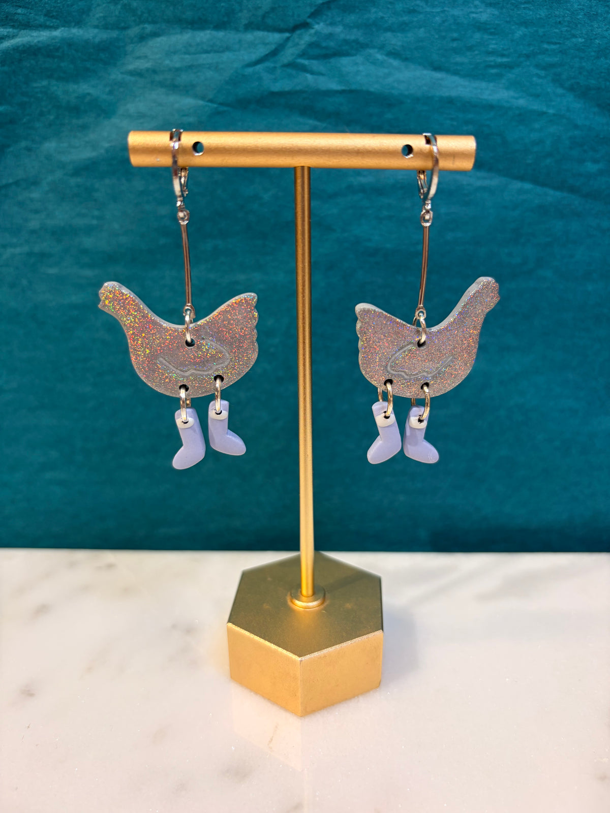 Disco Chicken Earrings