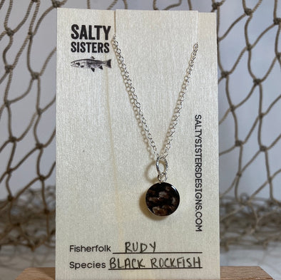 Circle Sterling Silver Cured Fish Skin Necklace