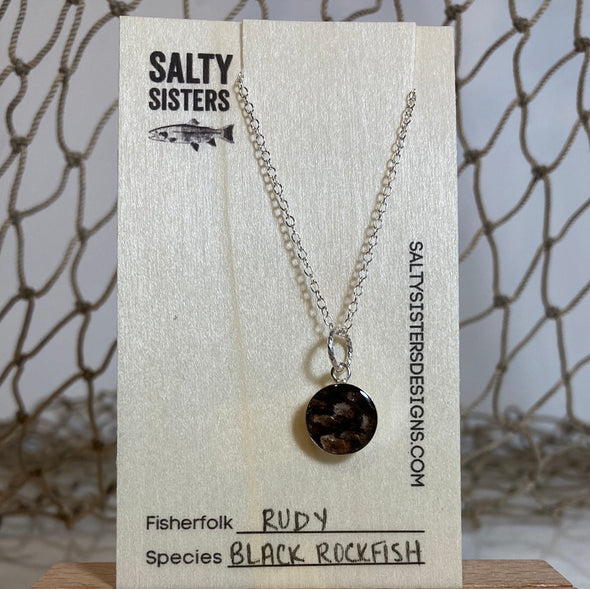 Circle Sterling Silver Cured Fish Skin Necklace