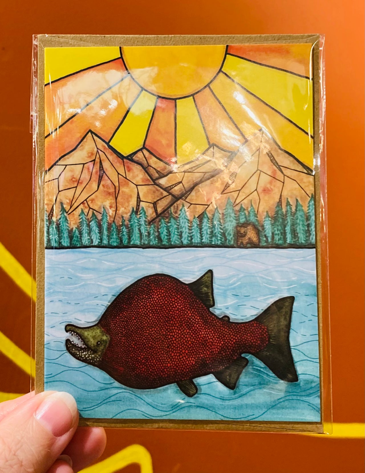 Salmon Sunset Card