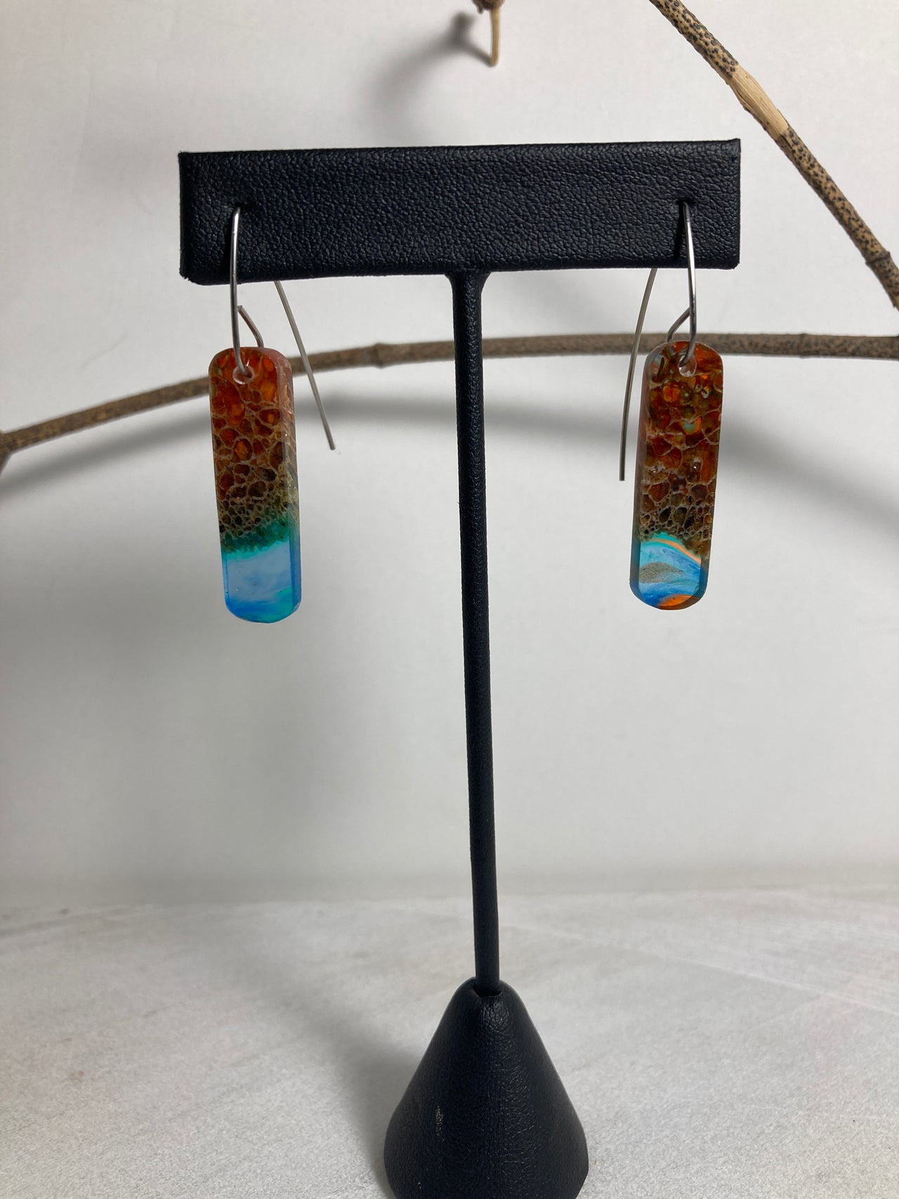 Musk Ox Horn Resin Cast Earrings 42