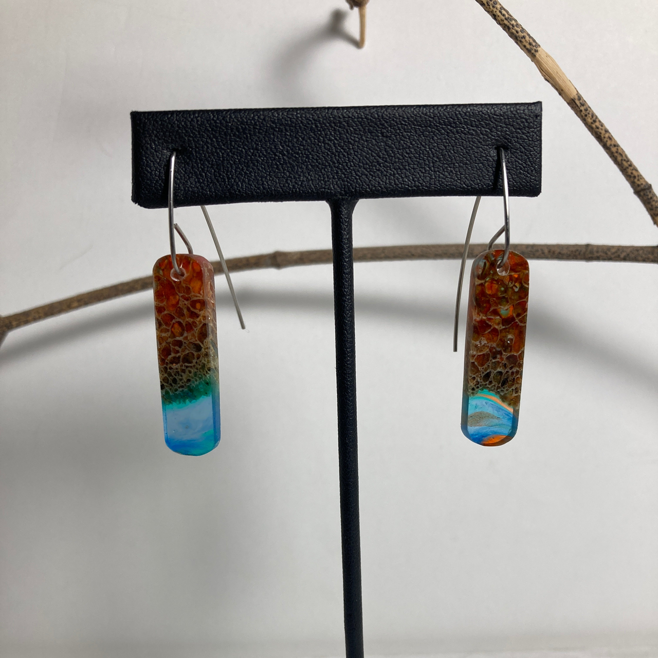 Musk Ox Horn Resin Cast Earrings 42