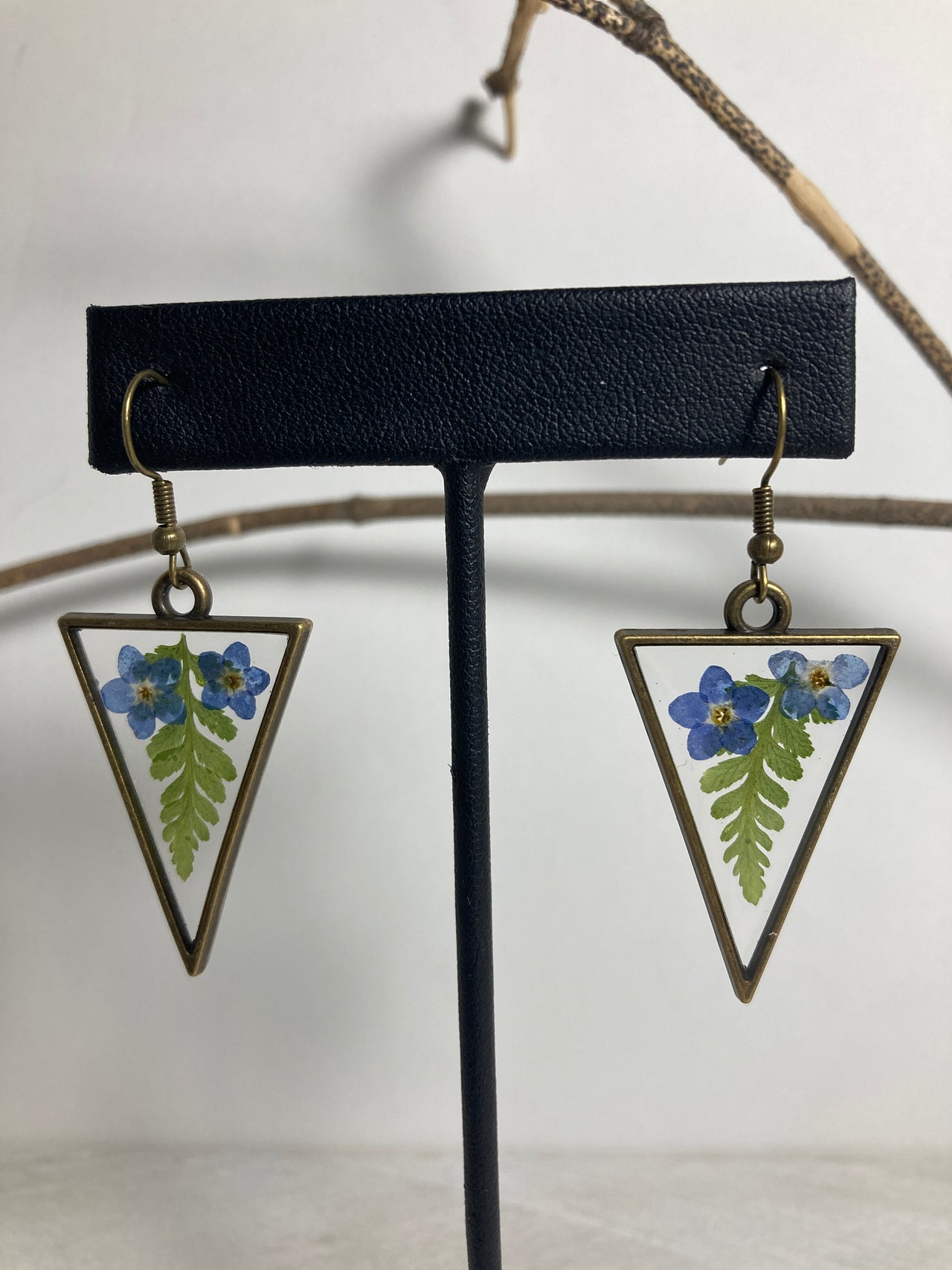 Forget-Me-Not + Fern Triangle Earrings