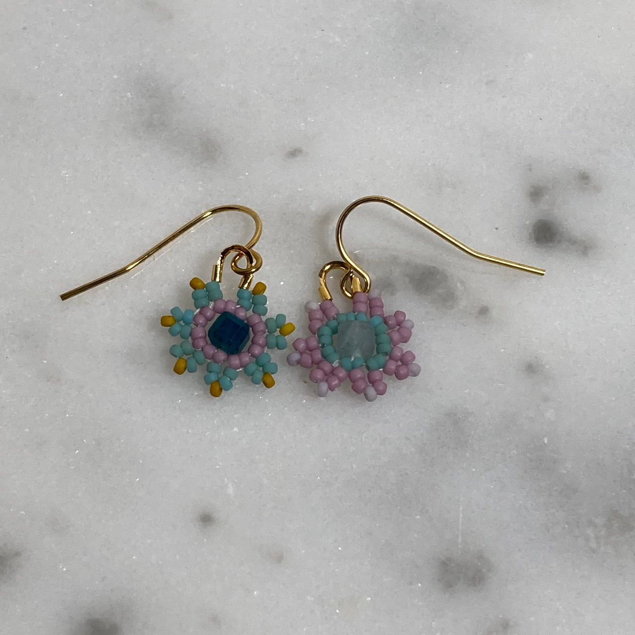Daisy Minis Mismatched Pairs (Pink/Teal) Gold