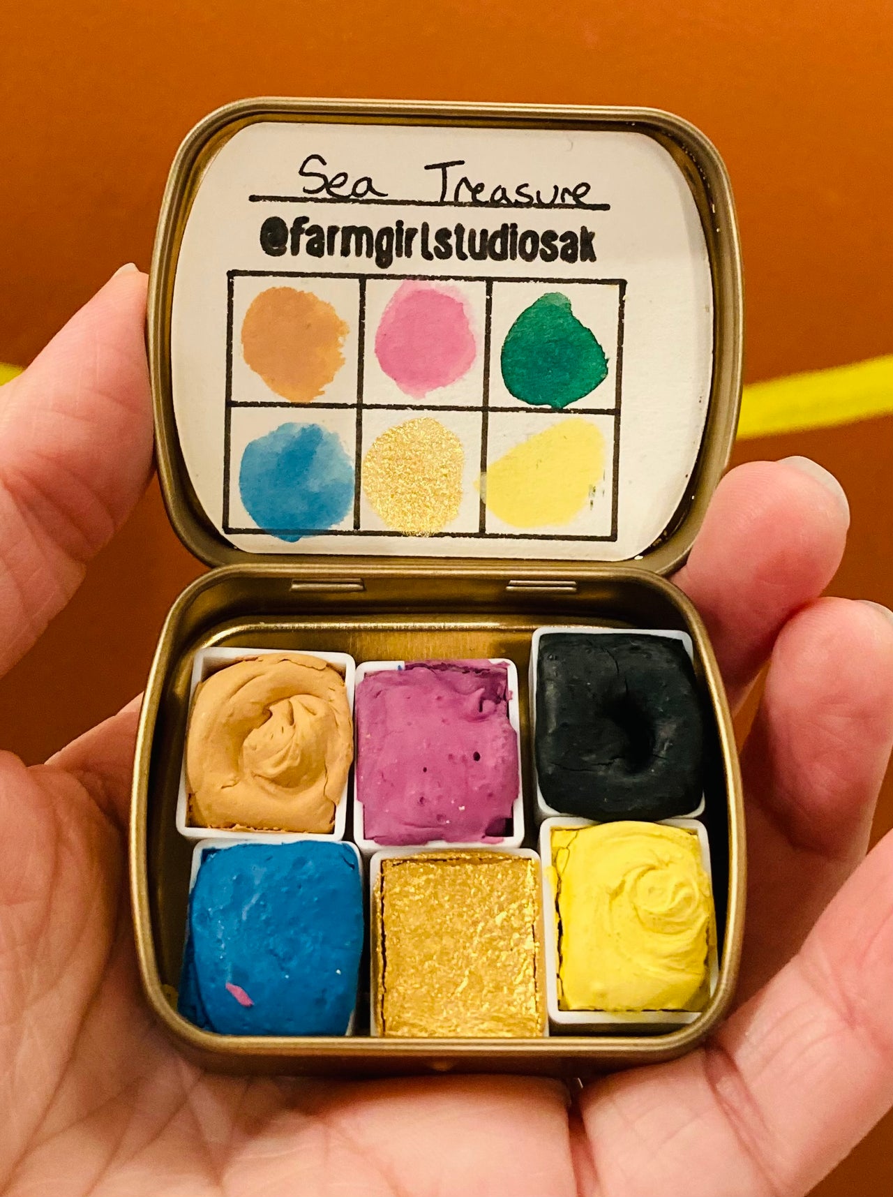 Handmade Watercolor Mini Tin - Metallic Hybrid