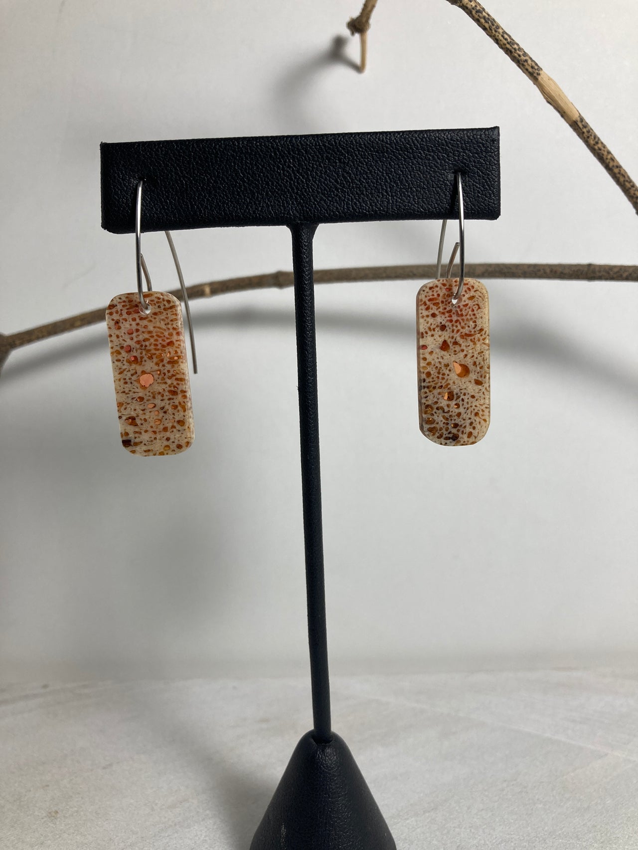 Musk Ox Horn Resin Cast Earrings 46