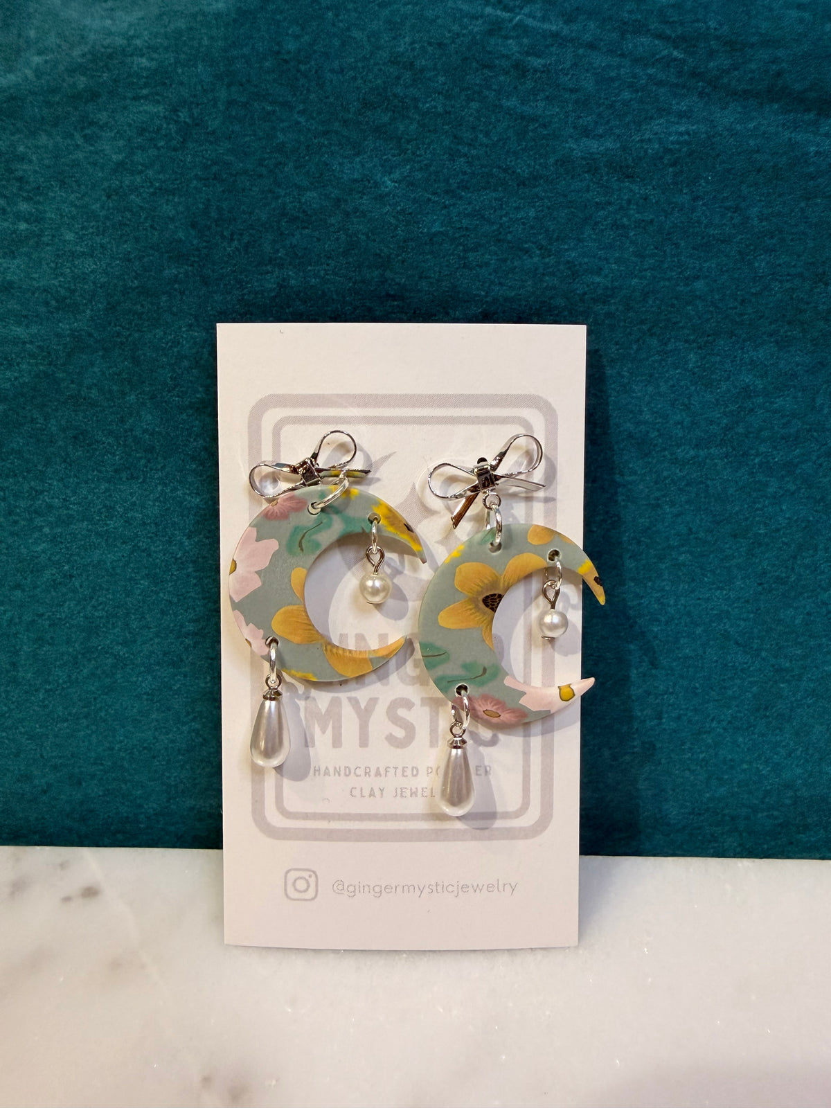Floral Moon Earrings