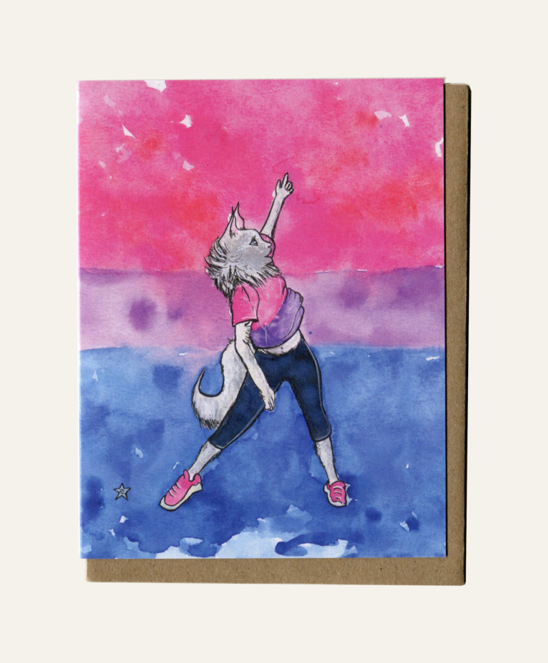 Bisexual Cat - Queer LGBT Pride Flag Card - Notecard