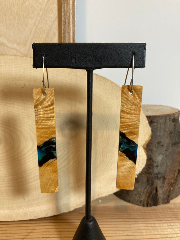 Birch Burl Resin Cast Earrings 1