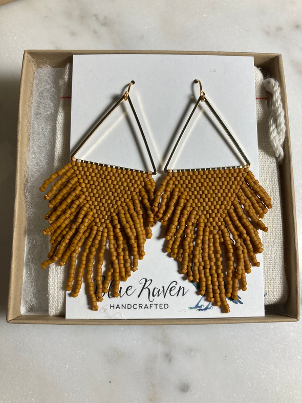 Boho Fringe Earrings- Burnt Orange/Gold