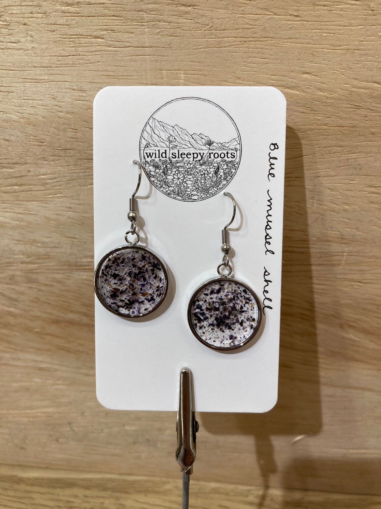 Blue Mussel Shell Circle Earring