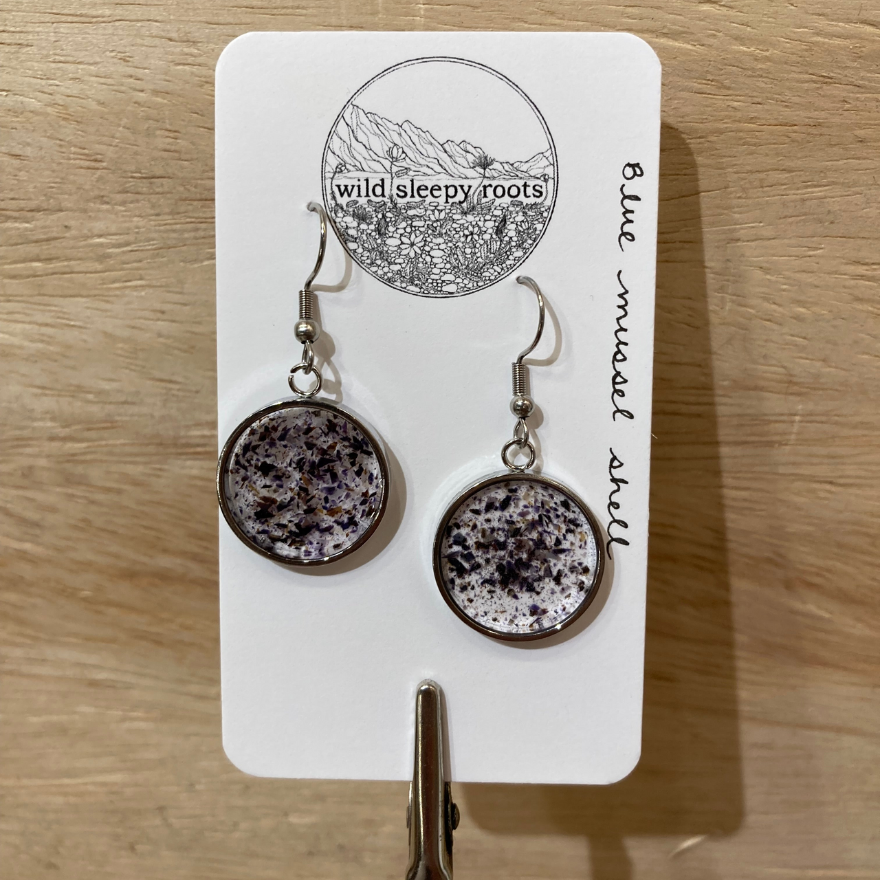 Blue Mussel Shell Circle Earring