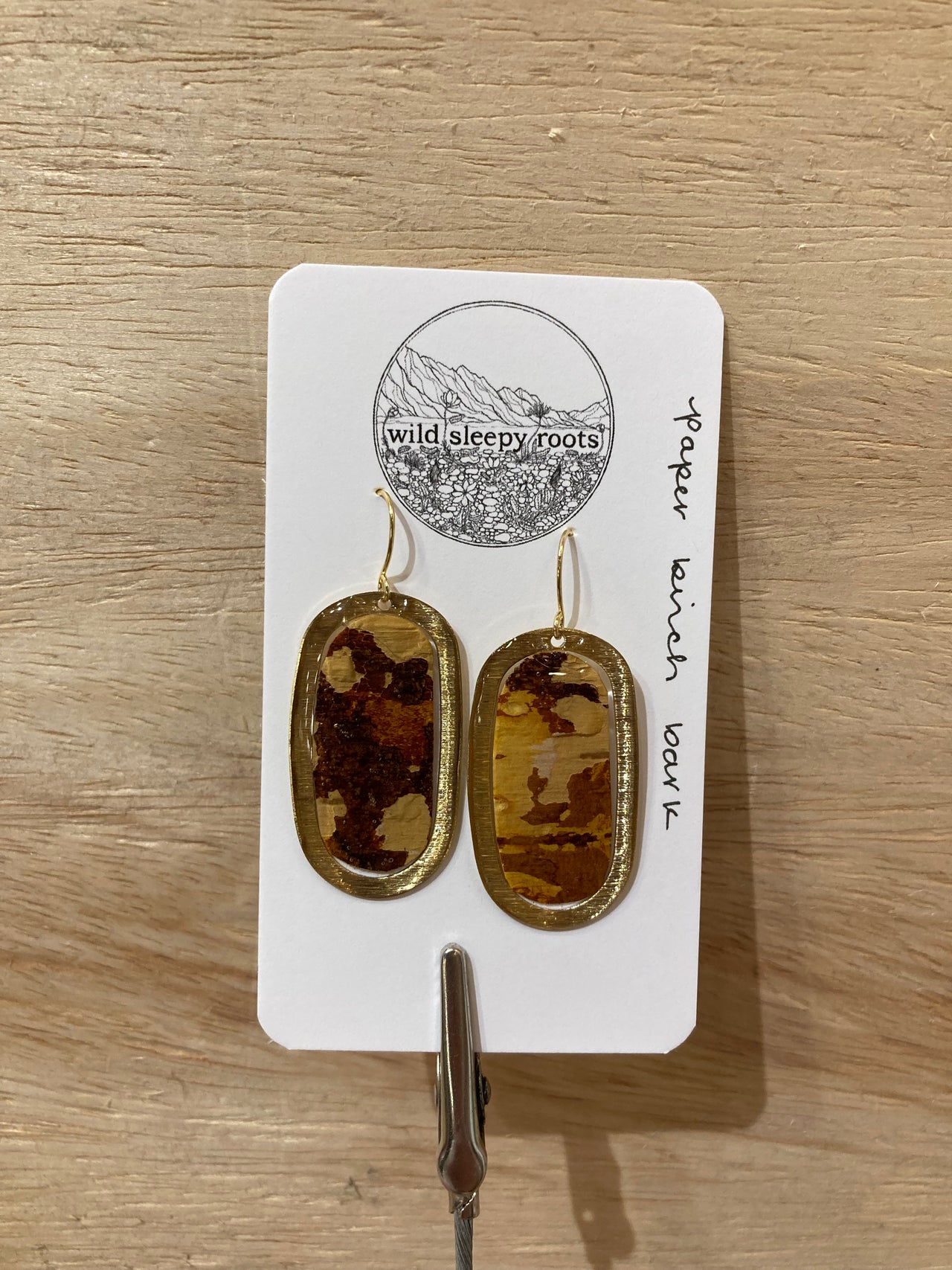 Paper Birch Oval Earring