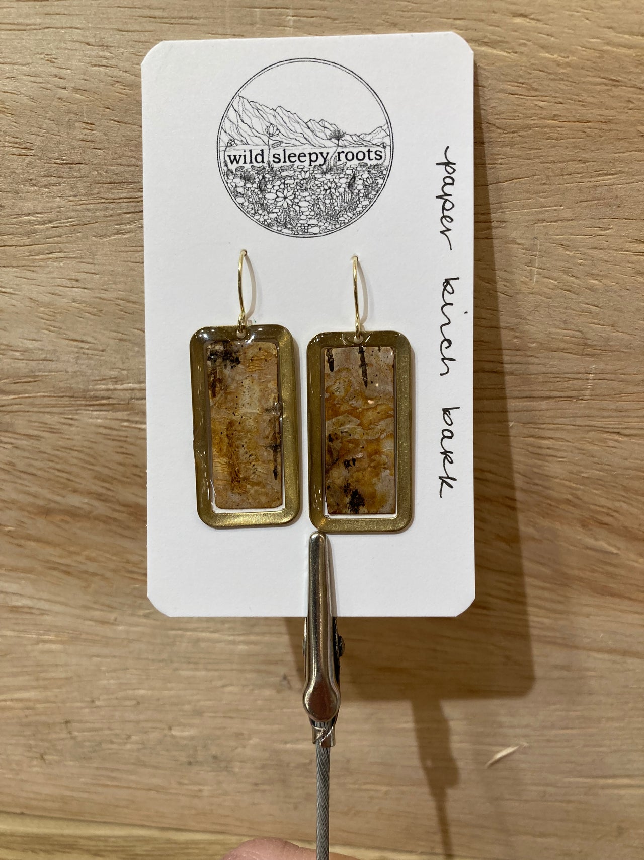 Paper Birch Rectangle Earring