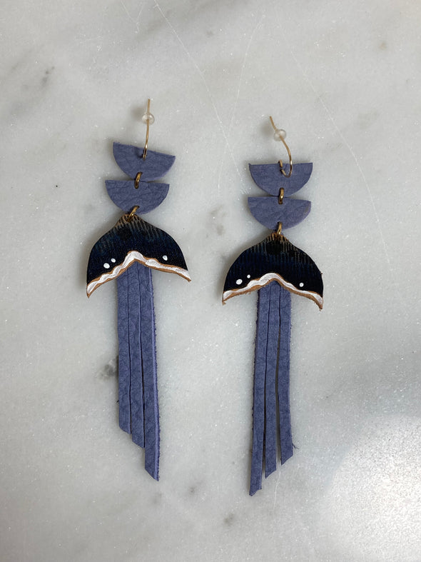 Mini Whale Tail Earrings with Fringe