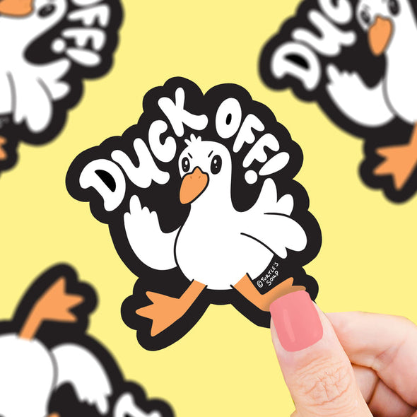 Duck Off Funny Bird Vinyl Sticker