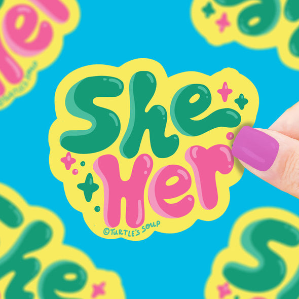 She/Her Pronouns Vinyl Sticker