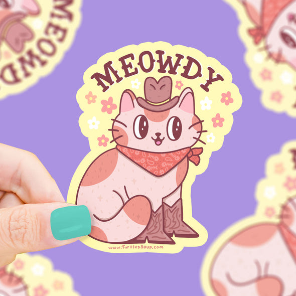 Meowdy Cowboy Cat Vinyl Sticker