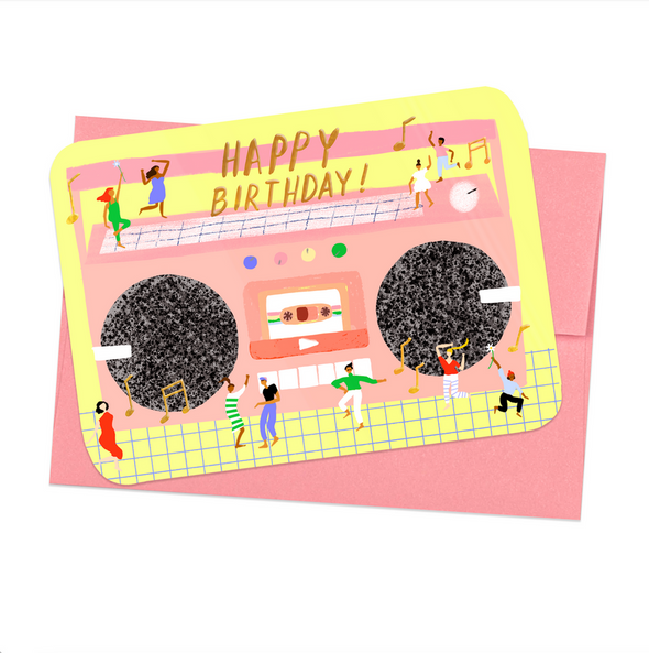 BOOM BOX Shaped Birthday Card