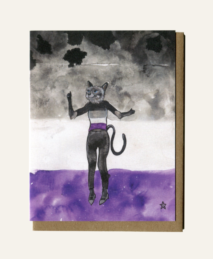 Asexual Cat - Queer LGBT Pride Flag Card - Notecard