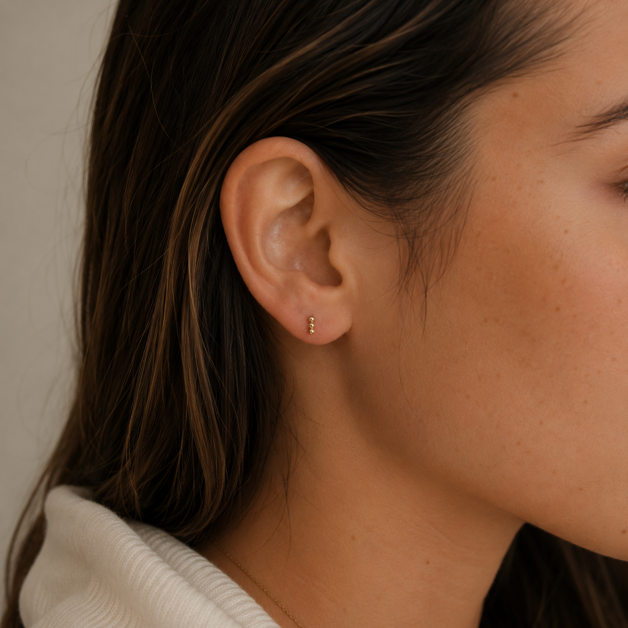 Petite 3 Ball Stud - Gold Earrings