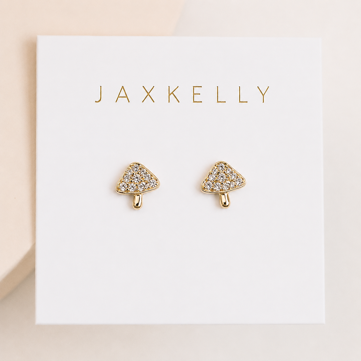 Pave Stud - Mushroom - Gold Earrings