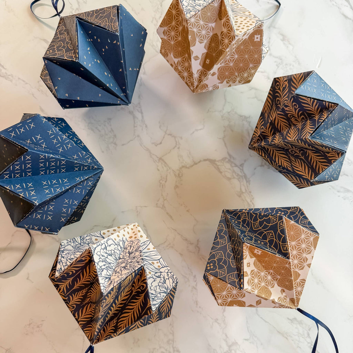 Paper Ornament Craft Kit / Blue & Gold
